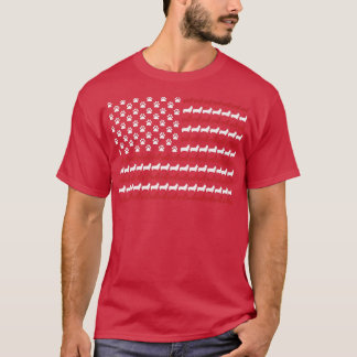 Corgi 4th Of 7月犬のポープリントアメリカ国旗141 Tシャツ