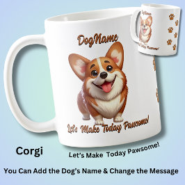 Corgi、Add Dog's Name、Change文字 コーヒーマグカップ