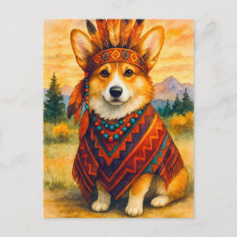 Corgi American Happy Thanksgivingはがき ポストカード