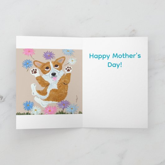 Corgi and Butterflies Happy Mother's Day カード (内部)