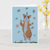 Corgi and Butterflies Happy Mother's Day カード (黄色い花)