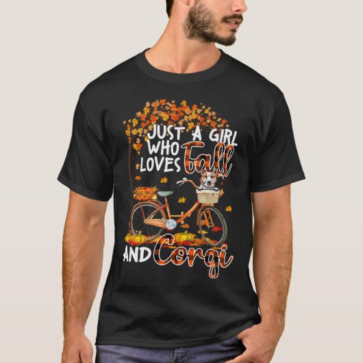 Corgi And Fall  Dog Owner Bicycle Thanksgiving Tシャツ (正面)