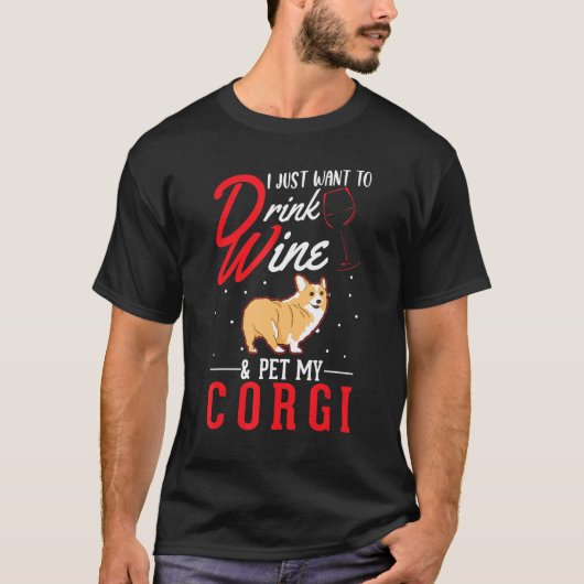 Corgi And Wine Tシャツ (正面)