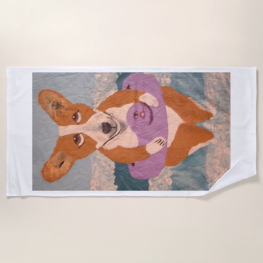 Corgi at the Beach ビーチタオル (正面)