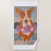 Corgi at the Beach ビーチタオル (正面)