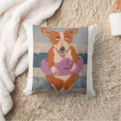 Corgi at the Beach T-Shirt クッション (ブランケット)