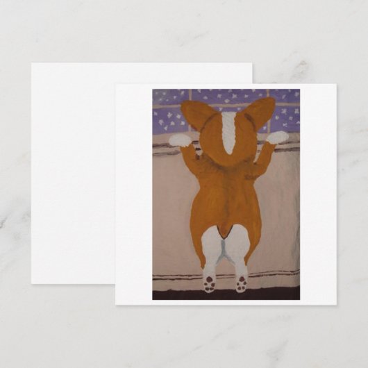 Corgi at Window Invitation (正面/裏面)