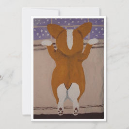 Corgi at Window Invitation 招待状