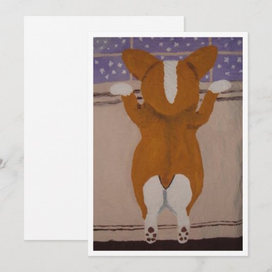 Corgi at Window Invitation 招待状 (正面/裏面)