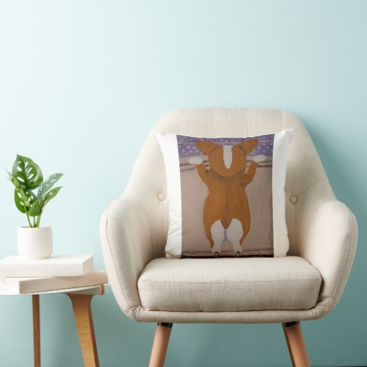Corgi at Window Throw Pillow クッション (椅子)