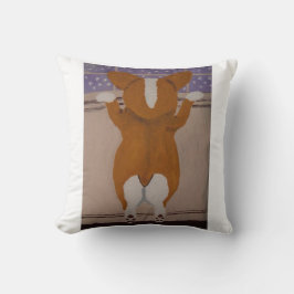Corgi at Window Throw Pillow クッション
