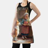 Corgi Baking with Grandma Christmas Painting エプロン (インサイチュ)