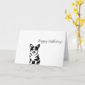 Corgi Birthday Card Black and White Dog Lovers  カード (黄色い花)