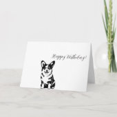 Corgi Birthday Card Black and White Dog Lovers  カード (正面)
