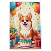 Corgi Birthday Celebration ミディアムペーパーバッグ (正面)