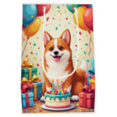 Corgi Birthday Celebration ミディアムペーパーバッグ (裏面)