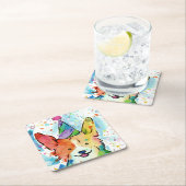 Corgi Birthday Party スクエアペーパーコースター (インサイチュ)