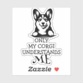 Corgi Black and White Understanding Meテーマ シール (シート)