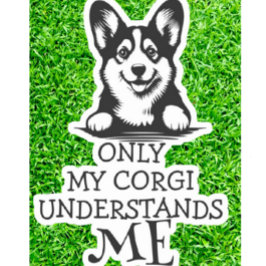 Corgi Black and White Understanding Meテーマ シール