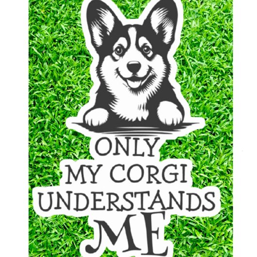 Corgi Black and White Understanding Meテーマ シール