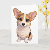 Corgi Blank Card  カード (黄色い花)