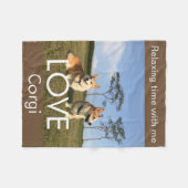 corgi blanket blue sky フリースブランケット (正面(横))