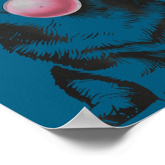 Corgi Blowing Bubble Gum Funny Dog Cartoon Meme  ポスター (角)