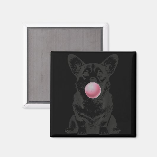 Corgi Blowing Bubble Gum Funny Dog Cartoon Meme  マグネット (正面/裏面)