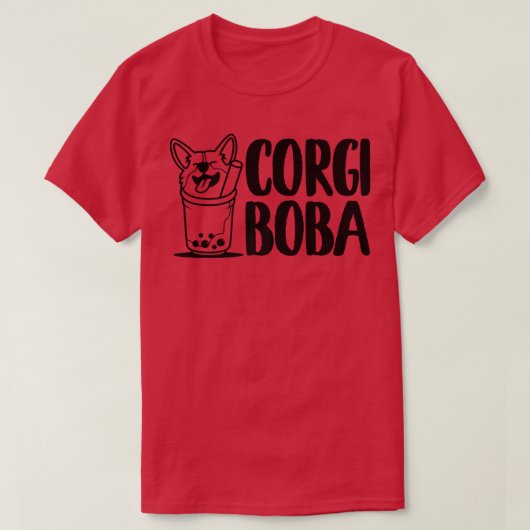 Corgi Boba、犬の子供へ贈り物、男女おもしろい、 Tシャツ (デザイン正面)