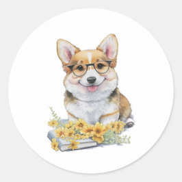 Corgi Books花 ラウンドシール