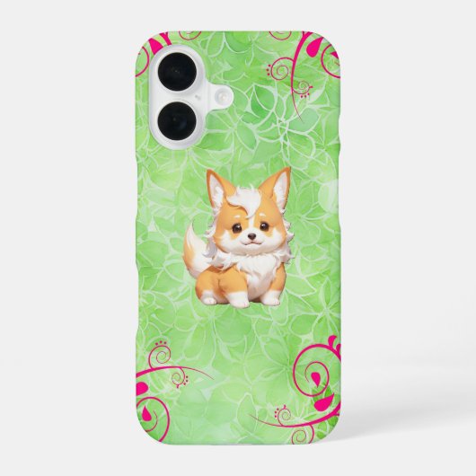 Corgi Botanical Garden Phone Case iPhone 16ケース (裏面)