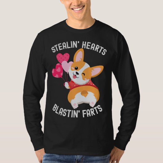 Corgi Breakin Hearts Blastin Farts Valentines Day  Tシャツ (正面)