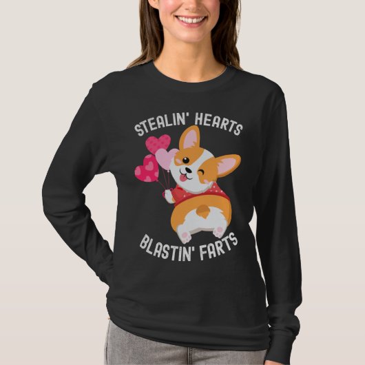 Corgi Breakin Hearts Blastin Farts Valentines Day  Tシャツ (正面)