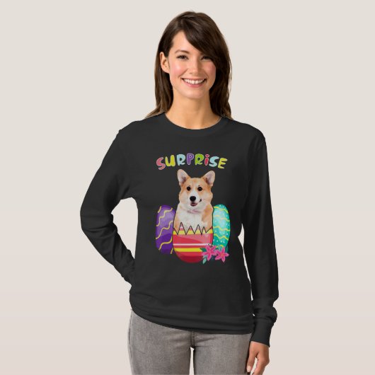 Corgi Bunny With Eggs Easter Dog Tシャツ (正面フル)