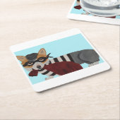 Corgi Burglar  スクエアペーパーコースター (アングル)
