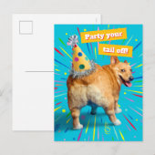 Corgi Butt Birthday Hat インビテーションポストカード (正面/裏面)