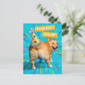Corgi Butt Birthday Hat インビテーションポストカード (スタンド正面)