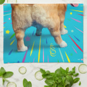 Corgi Butt Birthday Hat キッチンタオル (折り畳み)