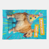 Corgi Butt Birthday Hat キッチンタオル (横)