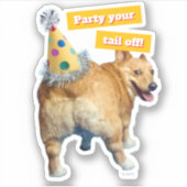 Corgi Butt Birthday Hat シール (正面)