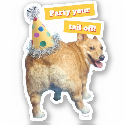Corgi Butt Birthday Hat シール (正面)