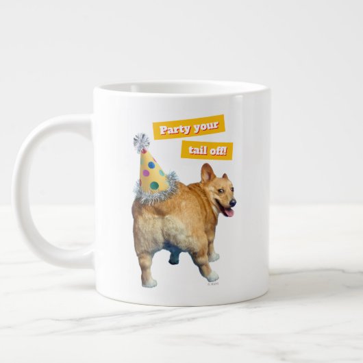 Corgi Butt Birthday Hat ジャンボコーヒーマグカップ (左)