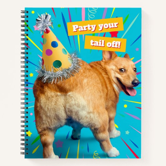 Corgi Butt Birthday Hat ノートブック (正面)