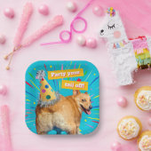 Corgi Butt Birthday Hat ペーパープレート (パーティー)