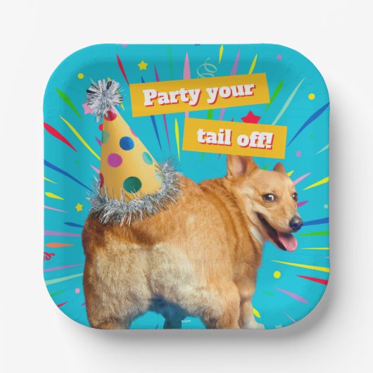 Corgi Butt Birthday Hat ペーパープレート (正面)
