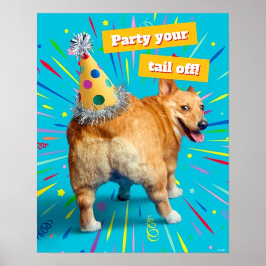 Corgi Butt Birthday Hat ポスター (正面)