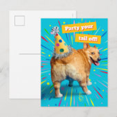 Corgi Butt Birthday Hat ポストカード (正面/裏面)