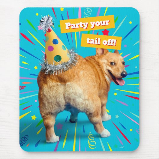 Corgi Butt Birthday Hat マウスパッド (正面)