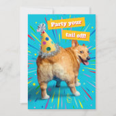 Corgi Butt Birthday Hat 招待状 (正面)
