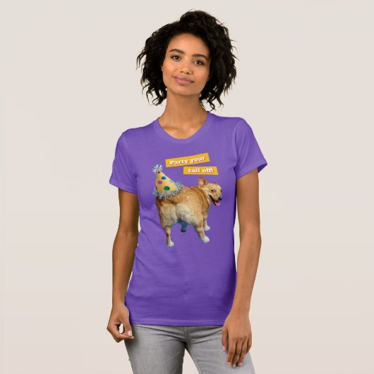 Corgi Butt Birthday Hat Tシャツ (正面フル)